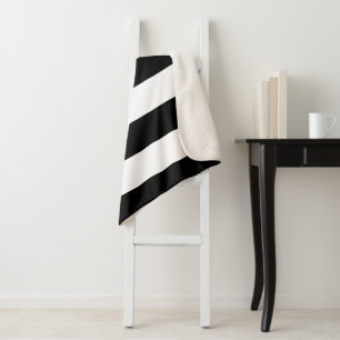 Couverture Sherpa Bandes noires et blanches, Motif rayé, Lignes