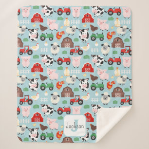 Couverture Sherpa Barnyard Motif Farm Animal mignonne Enfants