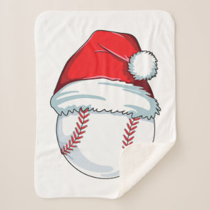 Couverture Sherpa Baseball de Noël pour enfants Hommes Ball Père Noë