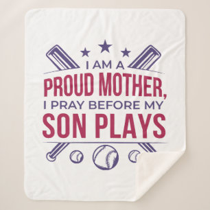 Couverture Sherpa Baseball Fier Mère Je Prie Avant Que Mon Fils Ne J