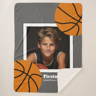 Couverture Sherpa Basketball Photo Ajouter votre nom - Peut modifier