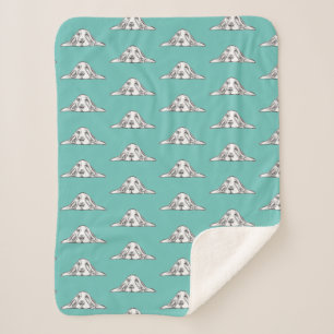Couverture Sherpa basset hound noir blanc yeux de chiot simple