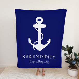 Couverture Sherpa Bateau Ancre Marine Bleu Personnalisé