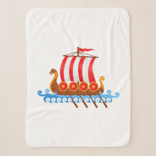 Couverture Sherpa Bateau Viking Cartoon Cute