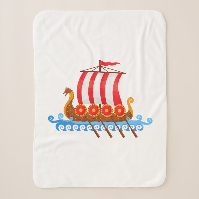 Couverture Sherpa Bateau Viking Cartoon Cute (Devant)