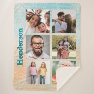 Couverture Sherpa Beachy Vibes Custom Photo and Family Name