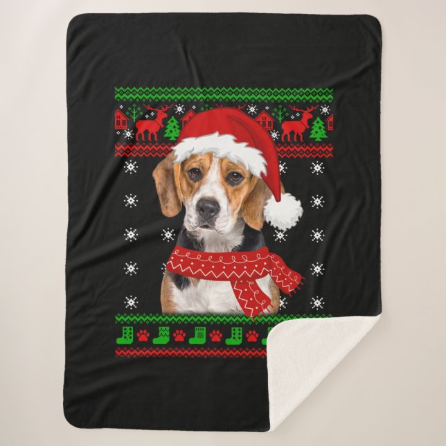 Couverture Sherpa Beagle Chien laide Sweater Noël Chiot Amoureux des (Devant)