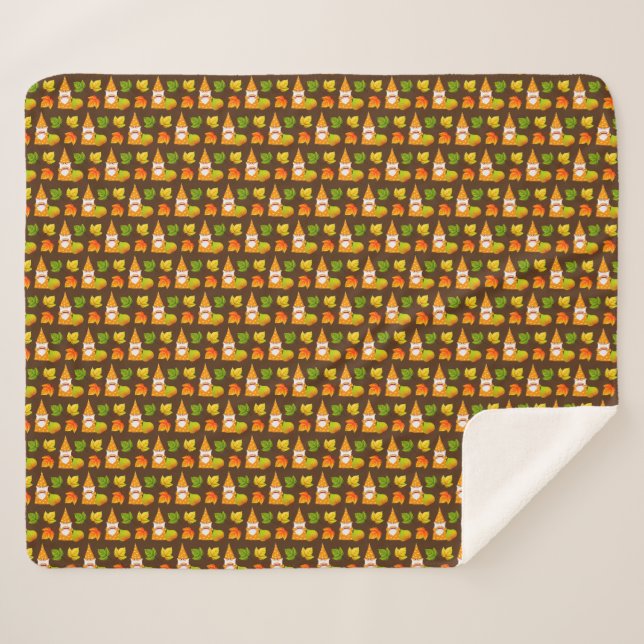 Couverture Sherpa Beau gnome et belles feuilles d'automne (Devant (Horizontal))