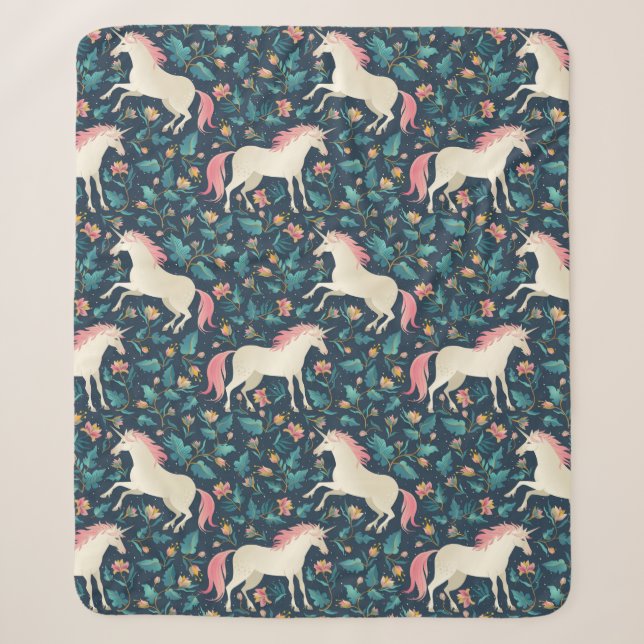 Couverture Sherpa Beau motif magique de licorne (Devant)