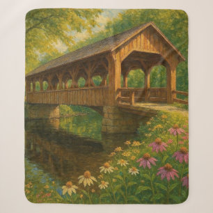 Couverture Sherpa Beau pont couvert d'été art