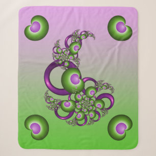 Couverture Sherpa Beaux cœurs roses verts modernes abstraits fractal