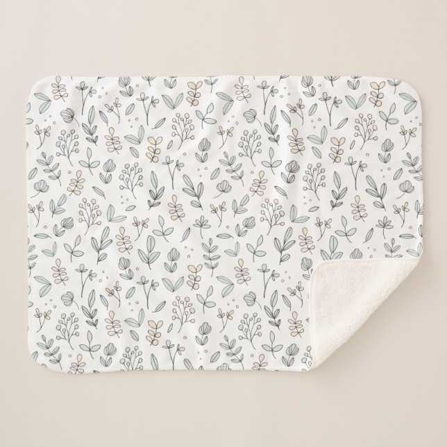 Couverture Sherpa Bébé floral délicat (Devant (Horizontal))