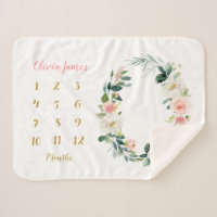 Bébé floral mignon fille Jalon mensuel bébé