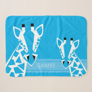Couverture Sherpa Bébé garçon's Bame Giraffe Blue Blanket