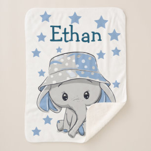 Couverture Sherpa Bébé mignon éléphant garçon