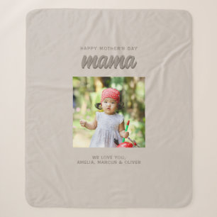 Couverture Sherpa Beige moderne maman Enfants Photo Fête des mères