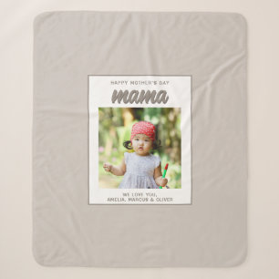 Couverture Sherpa Beige moderne maman Enfants Photo Fête des mères