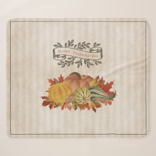 Couverture Sherpa Beige Thanksgiving Citrouilles et Squash