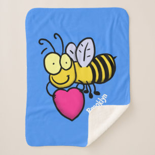 Couverture Sherpa Belle abeille drôle avec dessin animé du coeur