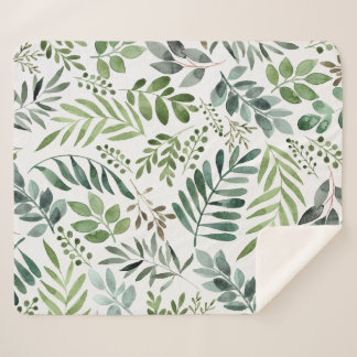 Couverture Sherpa Belle aquarelle Botanique Feuille Motif 