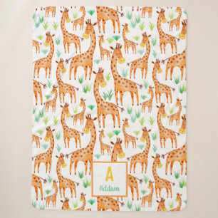 Couverture Sherpa Belle aquarelle Giraffe Animal Personnalisé