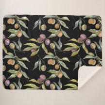 Belle aquarelle italienne Oliviers Motif noir