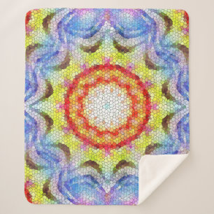 Couverture Sherpa Belle mosaïque brillante Carreaux soleil Fleur