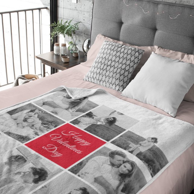 Couverture Sherpa Belle photo Collage Couple et Joyeuse Saint Valent (Créateur téléchargé)