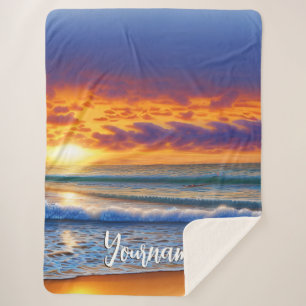 Couverture Sherpa belles plages et eaux claires coucher de soleil
