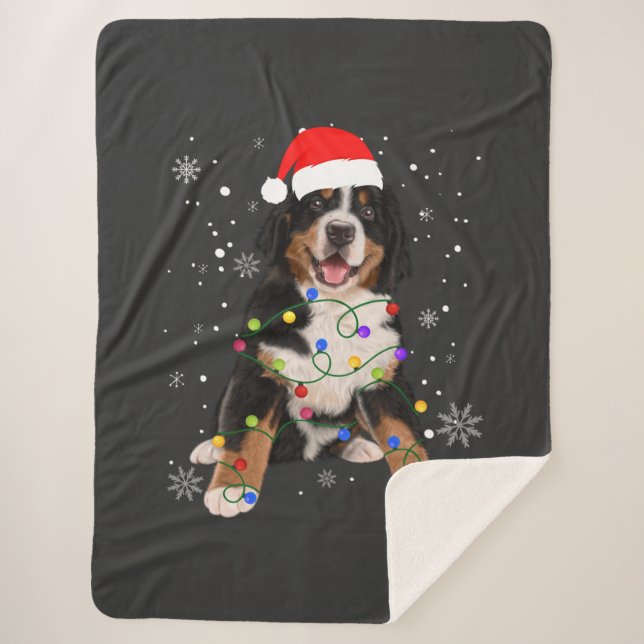 Couverture Sherpa Berese Mountain Dog Lights Christmas Matching Fam (Devant)