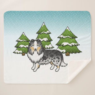 Couverture Sherpa Berger des Shetland Blue Merle dans une forêt hive