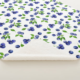 Couverture Sherpa Berry Motif Aquarelle Blueberry Cute Vintage