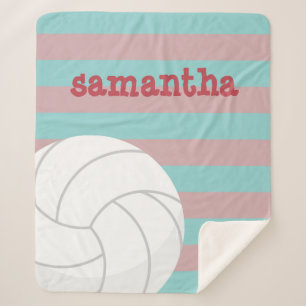 Couverture Sherpa Berry Red & Aqua Giant Volleyball Stried