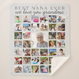 Couverture Sherpa BEST NANA JAMAIS Grandma Photo Collage Gris