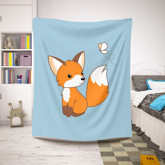 Couverture Sherpa Beurre de surveillance Little Fox sur bleu (Créateur téléchargé)