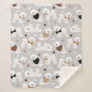 Couverture Sherpa Bichon Frise Bones and Paws Grey