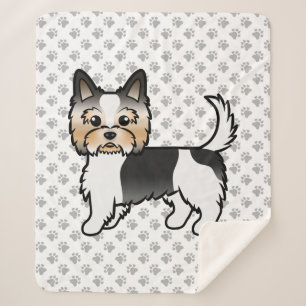Couverture Sherpa Biewer Terrier Yorkie Cute Cartoon Chien et Pâtes