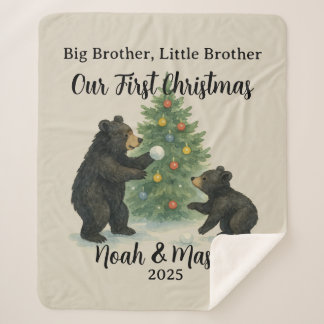 Couverture Sherpa Big Brother Little Brother Bear Custom Christmas