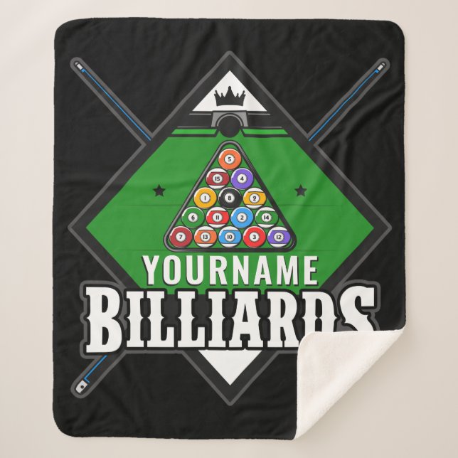 Couverture Sherpa Billard personnalisé NOM Cue Rack Pool Room (Devant)