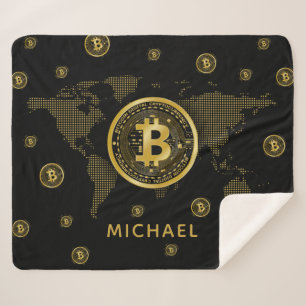 Couverture Sherpa Bitcoin Gold World Black Crypto Nom personnalisé