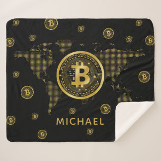 Couverture Sherpa Bitcoin Gold World Black Crypto Nom personnalisé