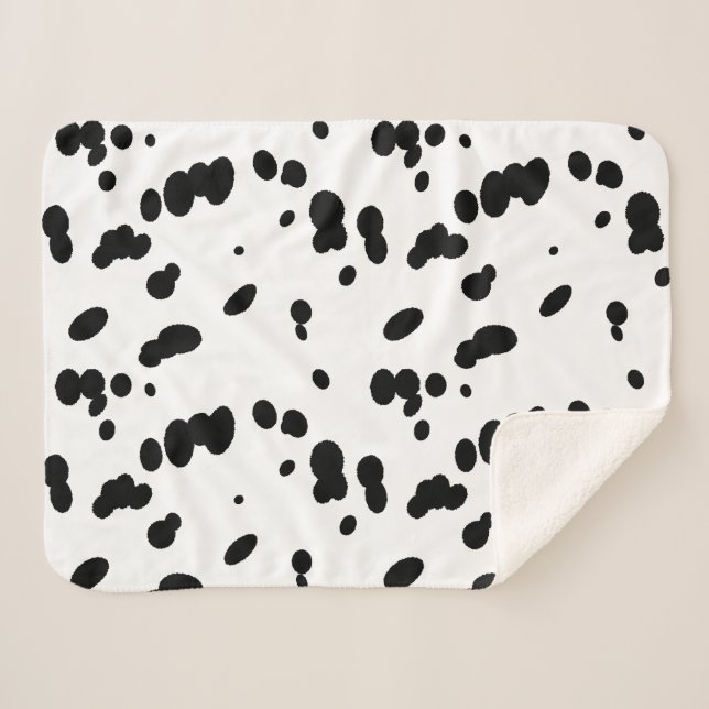 Couverture Sherpa Black and White Dalmatian Spots Dog Fur  (Devant (Horizontal))