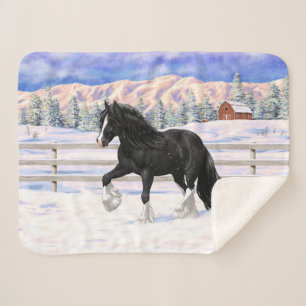 Couverture Sherpa Black Gypsy Vanner Irlandais Cob Brouillon Cheval