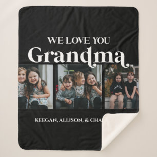 Couverture Sherpa Black Minimal Retro We Love You Grandma 3 Picture