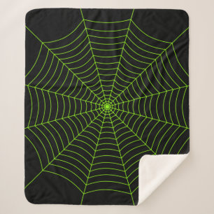 Couverture Sherpa Black neon vert toile d'araignée Halloween motif