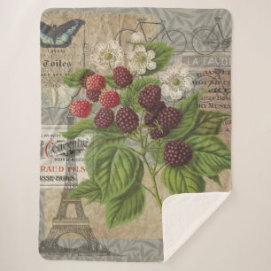 Couverture Sherpa Blackberries Floral Garden Flower Papillon Art