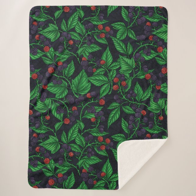 Couverture Sherpa Blackberry sur gris foncé (Devant)