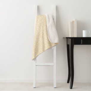 Couverture Sherpa Blanc sur jaune Motif d'étoiles d'impression Lin