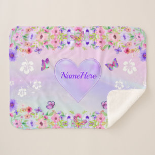 Couverture Sherpa Blanche à jetons de papillon personnalisée pour