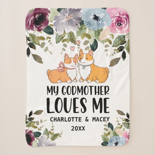 Couverture Sherpa Blanche Florale Ma Godmère M'aime Personnalisée (Devant)
